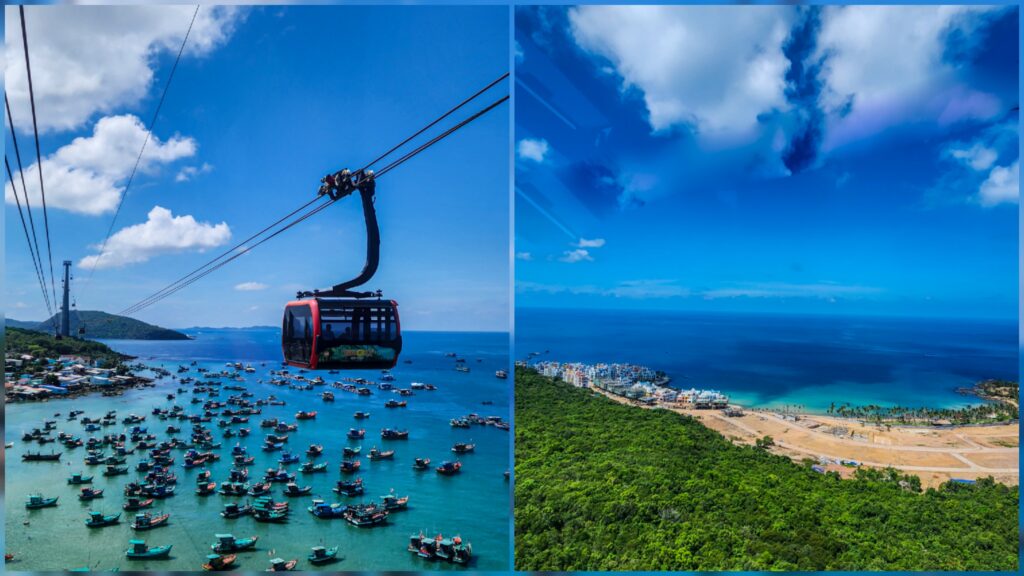 Hon Thom Cable Car Phu Quoc cabin view over the sea and islands