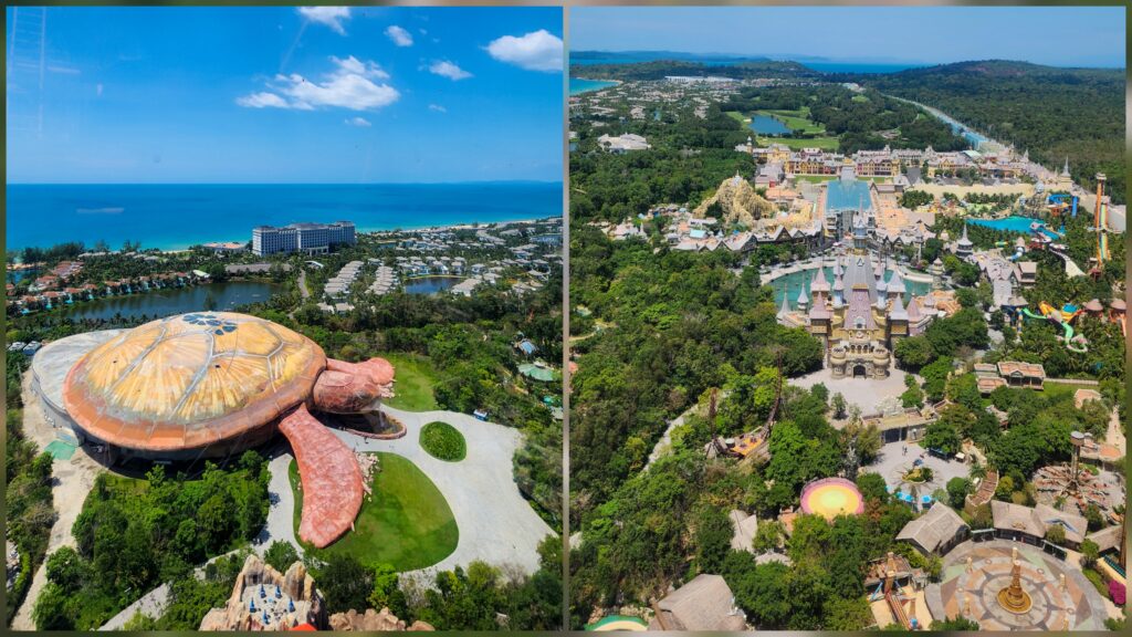 VinWonders Phu Quoc photo collage with The Sea Shell aquarium and themed zones
