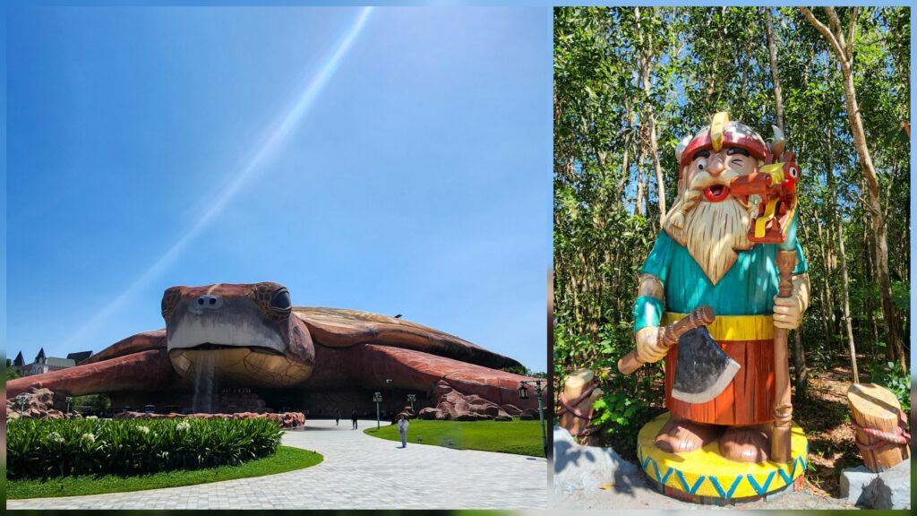 VinWonders Phu Quoc photo collage with The Sea Shell aquarium and themed zones