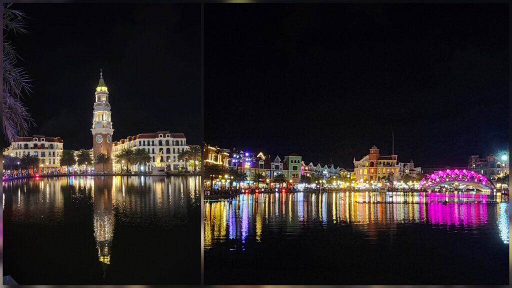 Grand World Phu Quoc waterfront at night near VinWonders