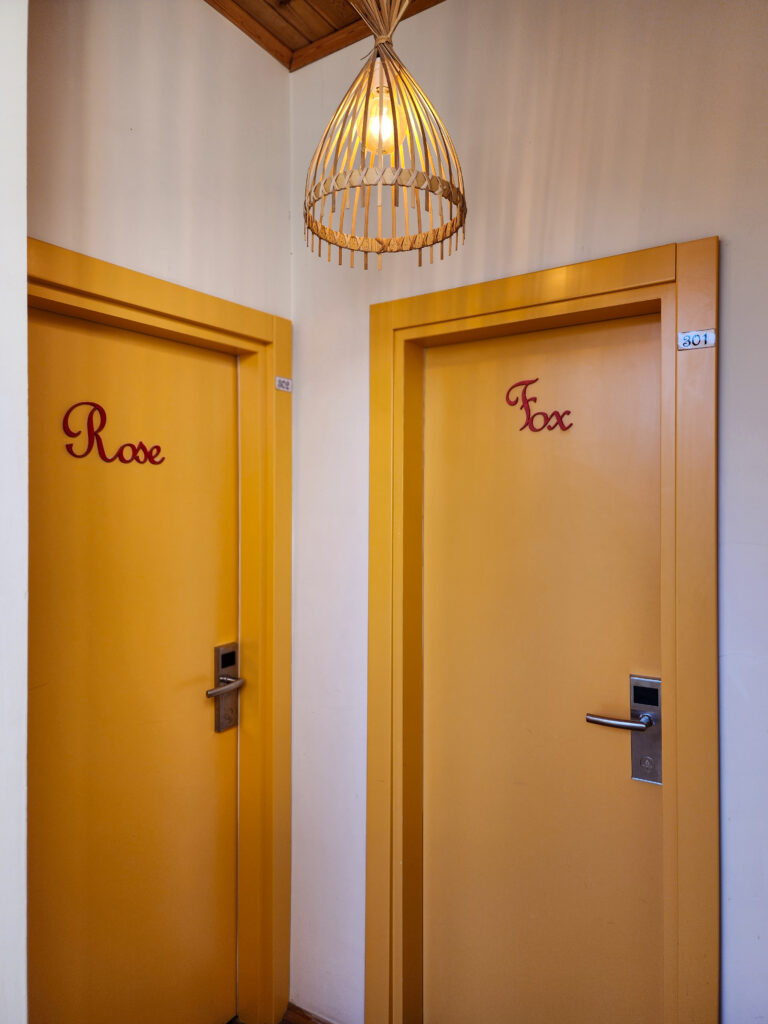 Rose and Fox room doors at The Little Prince Boutique Hotel Antalya