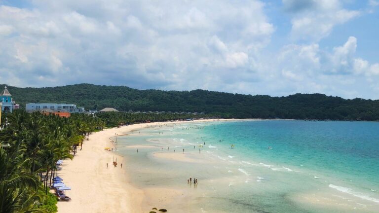 Khem Beach Phu Quoc with white sand and turquoise water in southern Vietnam