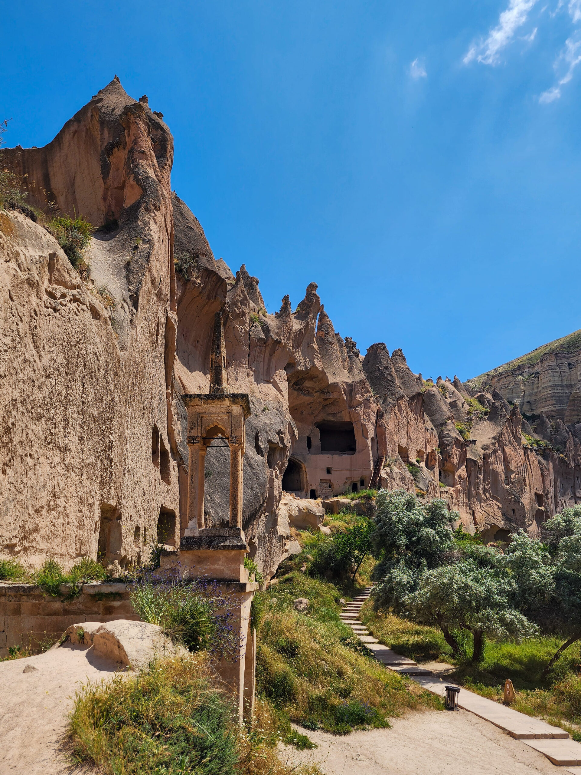 Rock-cut paths at Zelve Open-Air Museum near Devrent Valley in Cappadocia