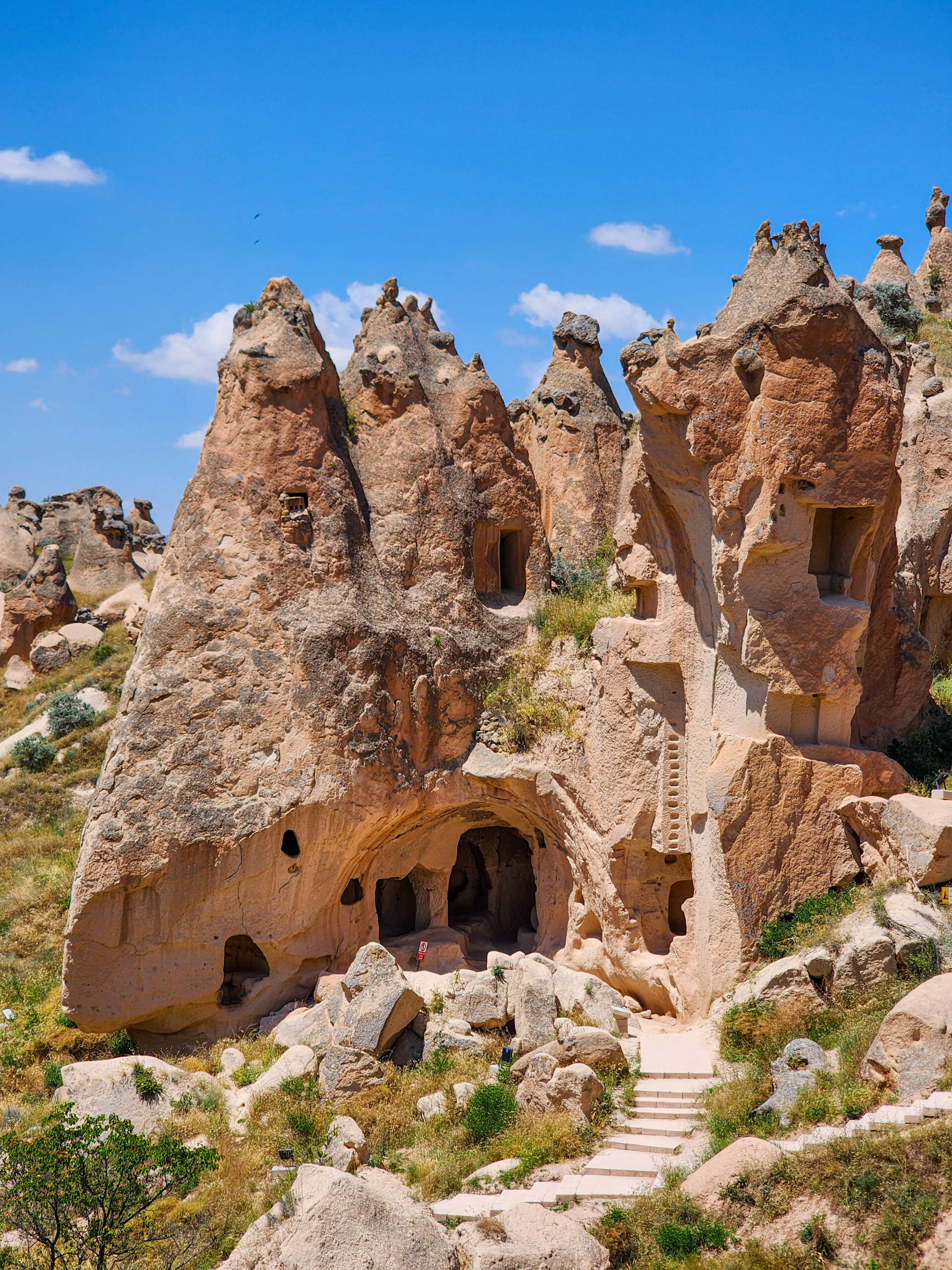 Carved fairy chimneys at Paşabağ near Devrent Valley in Cappadocia