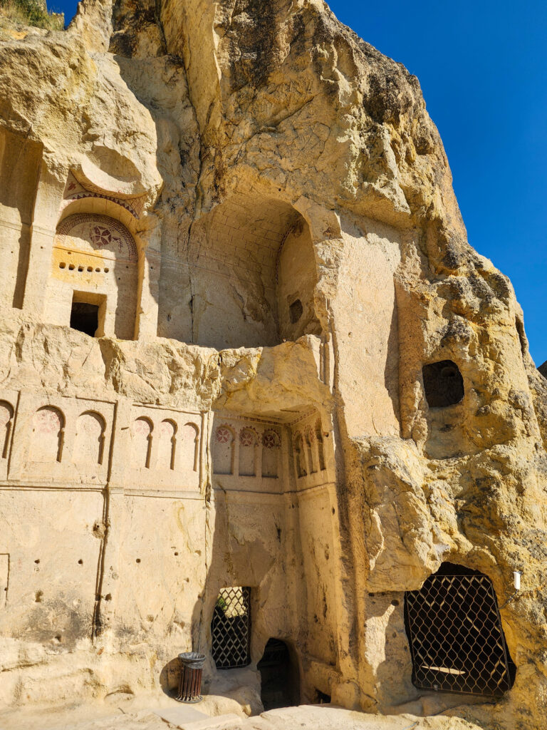 Dark Church Cappadocia entrance at Göreme Open Air Museum in Turkey