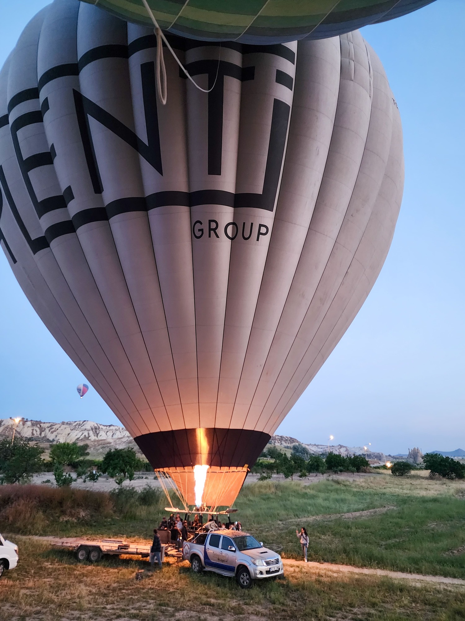 Hot air balloon preparation before sunrise during 3 days in Cappadocia