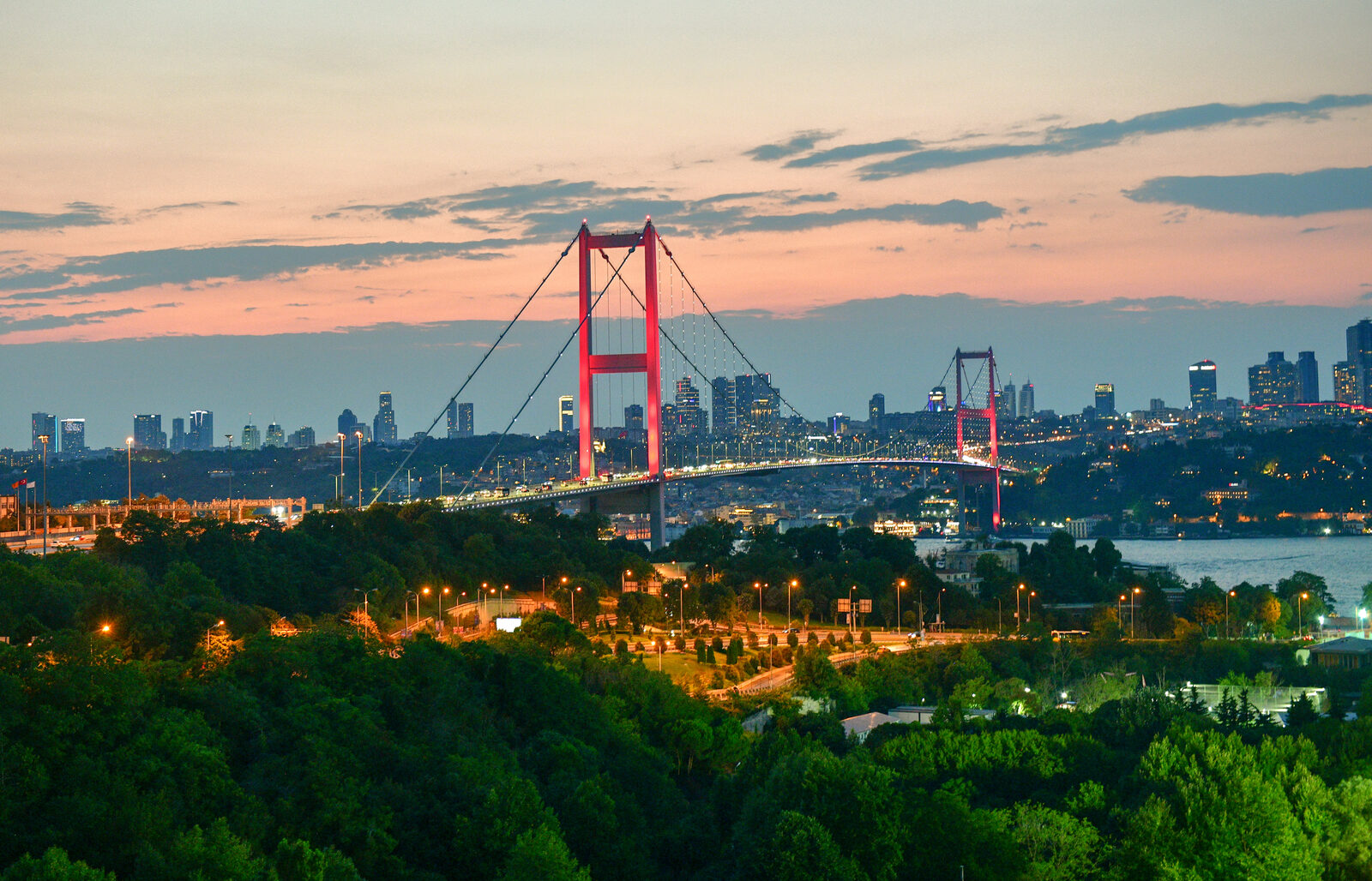 15 July Martyrs Bridge seen from the Bosphorus in Istanbul