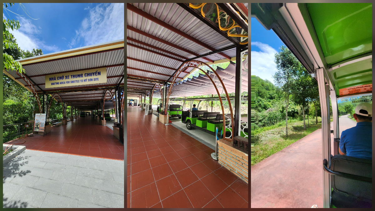 Covered visitor rest area at My Son Sanctuary