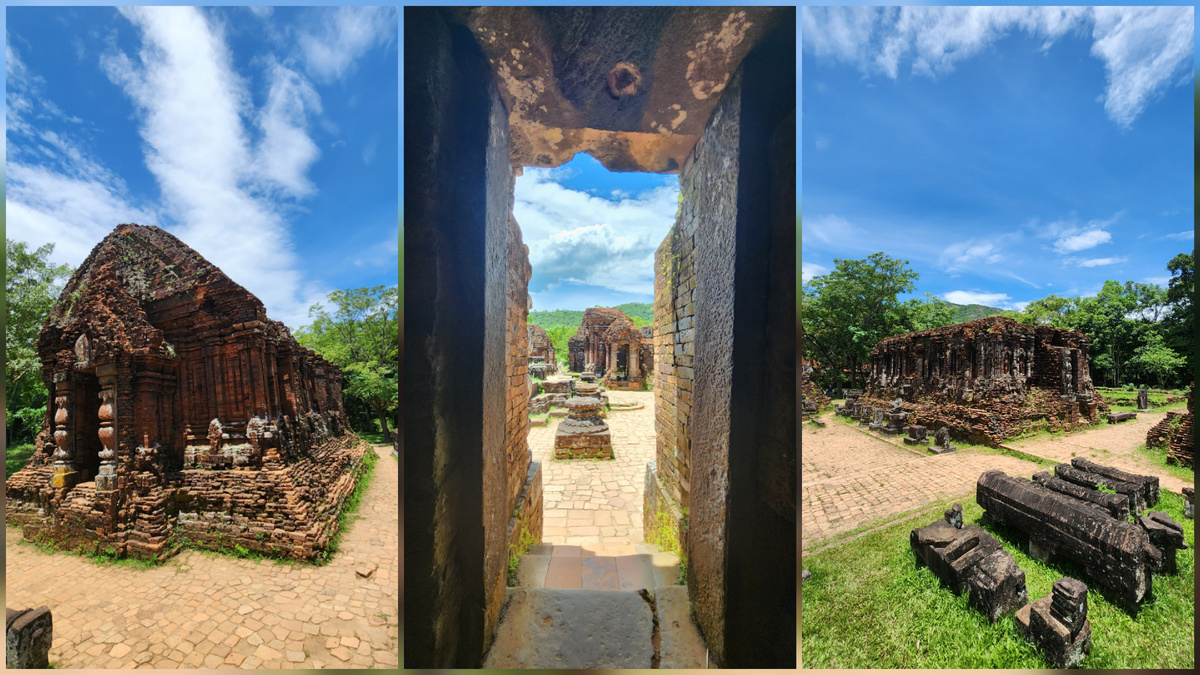 View through a brick temple doorway at My Son Sanctuary