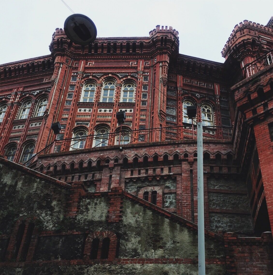Red-brick Fener Greek Orthodox College above Balat in Istanbul