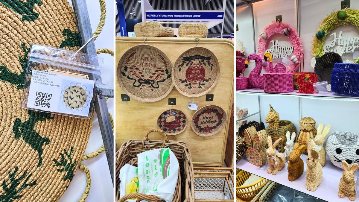 Decorative plates and gift products displayed at the sourcing fair