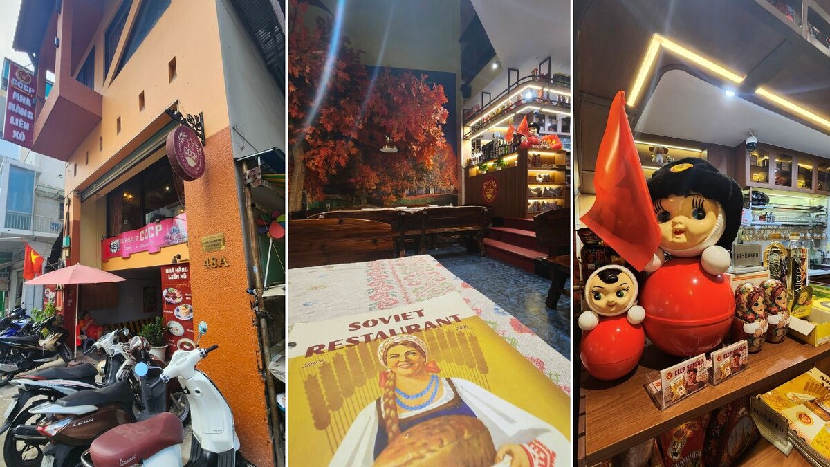 Soviet-themed décor and menu at CCCP Saigon restaurant