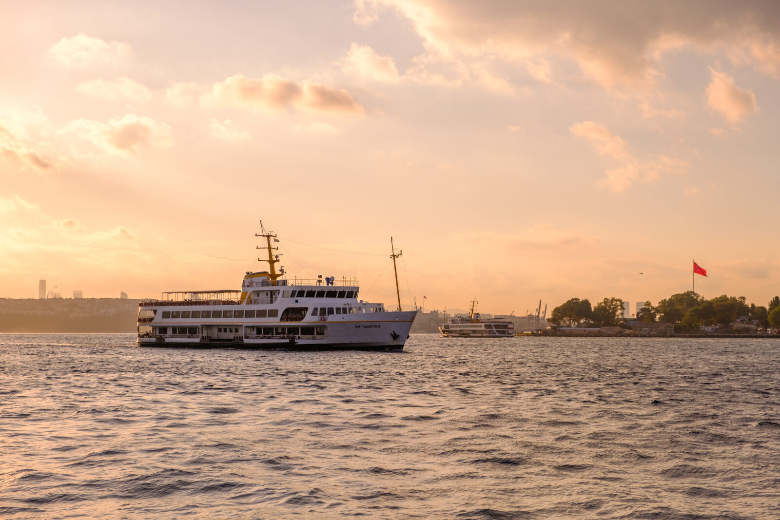 Bosphorus cruise in Istanbul at sunset