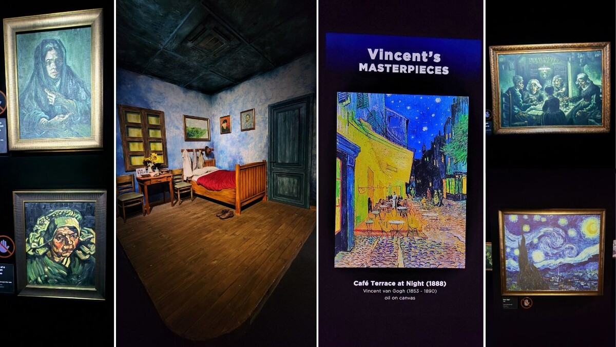 Recreated room and Vincent’s Masterpieces signage at the exhibition