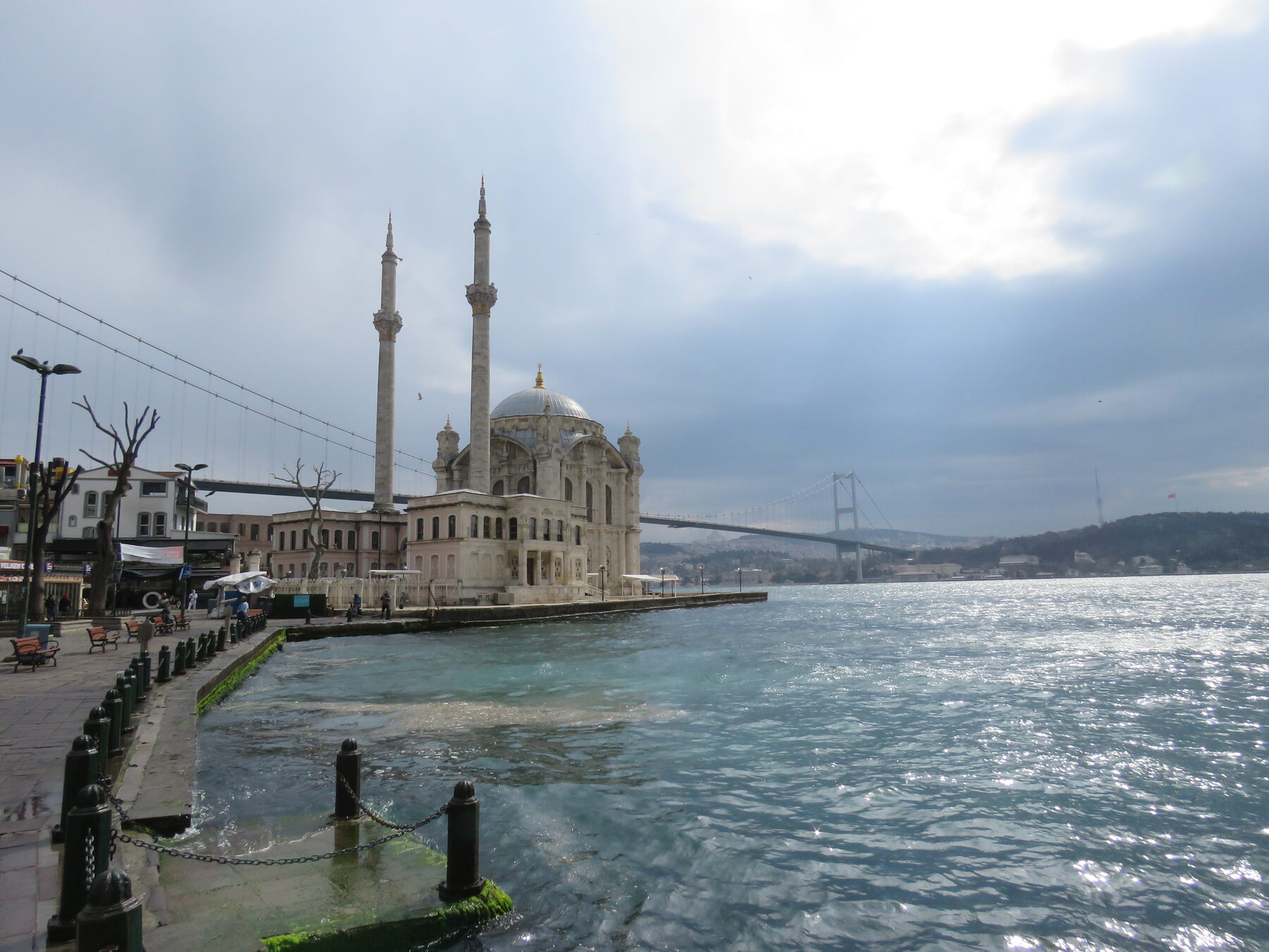 Ortaköy Mosque beside the Bosphorus Bridge in Istanbul