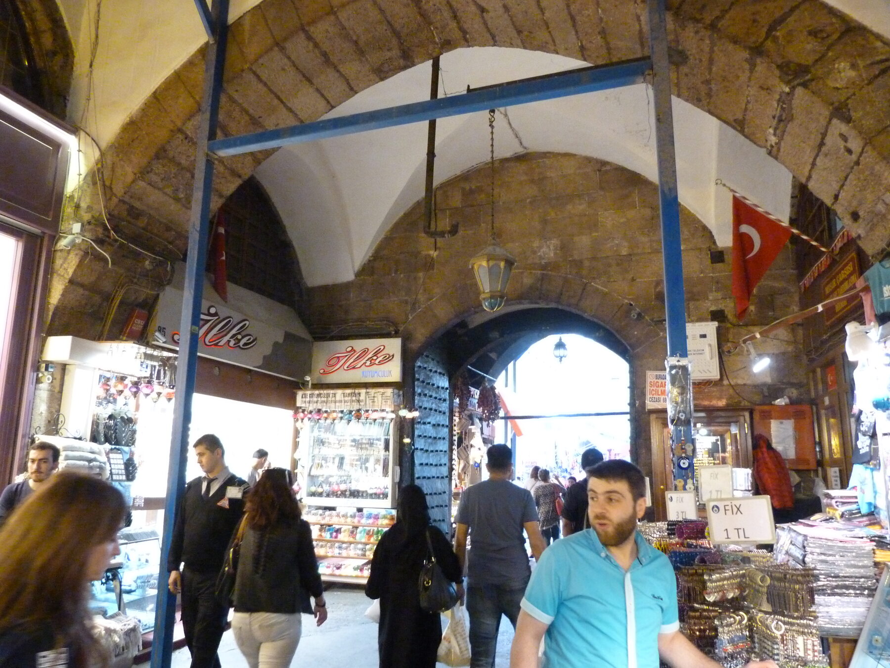 Historic vaulted interior of the Spice Bazaar Istanbul