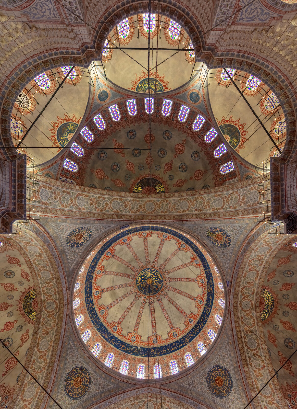 Blue Mosque Istanbul interior with domes, arches and blue İznik tilework