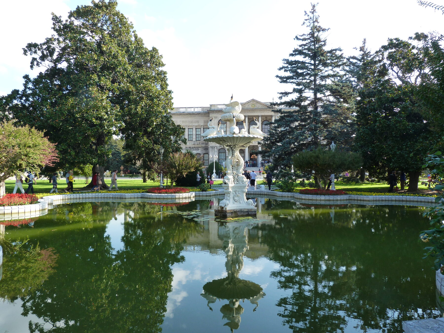 Dolmabahçe Palace garden and waterfront facade in Istanbul
