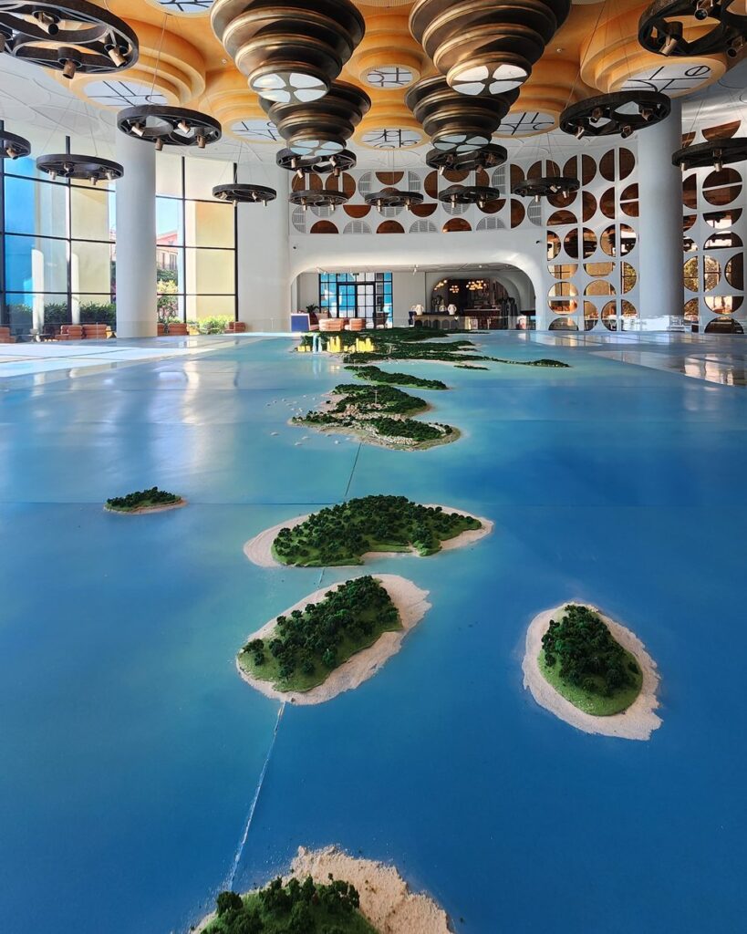 Scale model of the An Thoi archipelago islands inside the Hon Thom cable car station